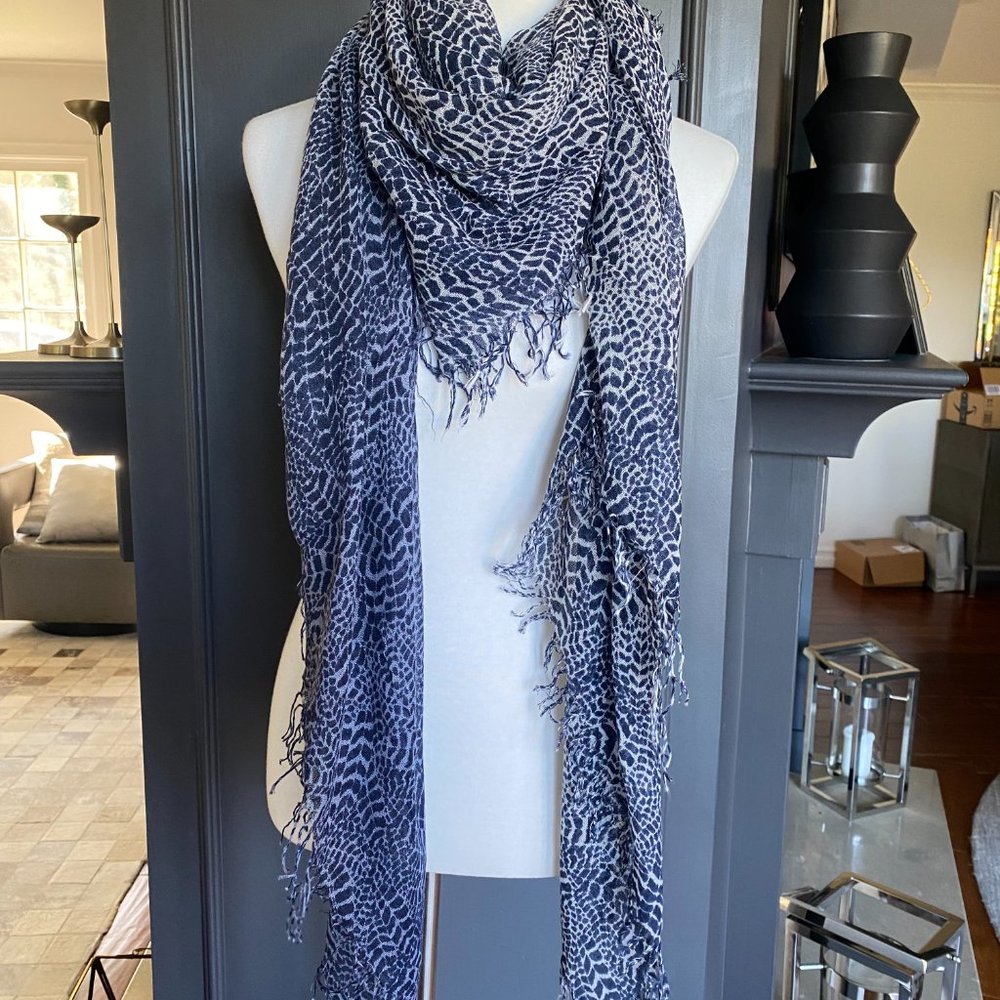 Chan Luu Reptile Snake Print Ombre Cashmere Silk Scarf Total Eclipse